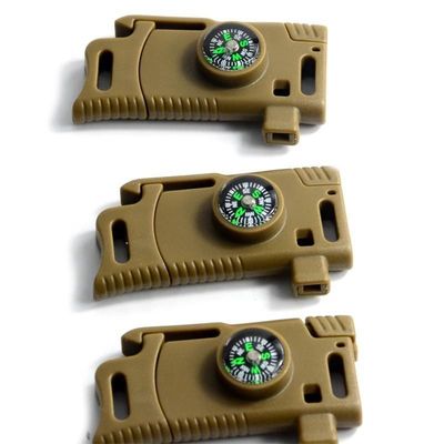 Initial Payment Multifunction Emergency Flint Fire Starter Compass Buckle with Scraper