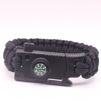 Outdoor Camping Paracord Survival Bracelet Fire Starter Compass and Buckle 6-8 inches