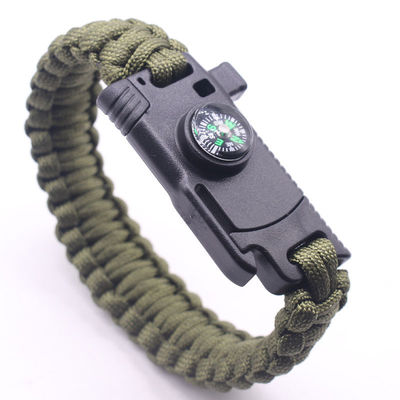 Outdoor Camping Paracord Survival Bracelet Fire Starter Compass and Buckle 6-8 inches
