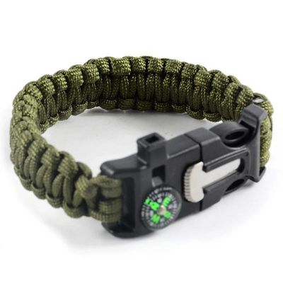 Outdoor Paracord Bracelet with Fire Starter and Whistle Buckle Essential Survival Gear