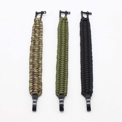Outdoor Paracord Survival Bracelet with Adjustable Metal Button and Polyester Material