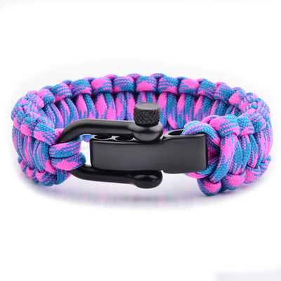 Outdoor Paracord Survival Bracelet with Adjustable Metal Button and Polyester Material