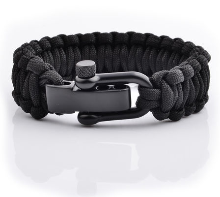 Outdoor Paracord Survival Bracelet with Adjustable Metal Button and Polyester Material