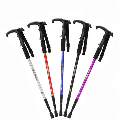 Outdoor 4 Joint Aluminum Alloy Trekking Pole with T-Grip and Telescopic Folding Design