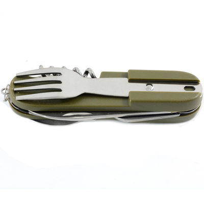 Spoon Included Portable Stainless Steel Folding Knife Fork Set for Camping Survival