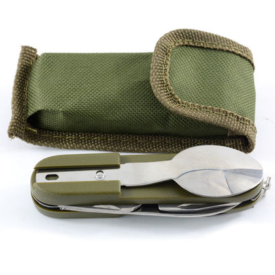 Spoon Included Portable Stainless Steel Folding Knife Fork Set for Camping Survival