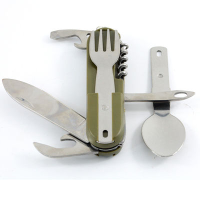 Spoon Included Portable Stainless Steel Folding Knife Fork Set for Camping Survival