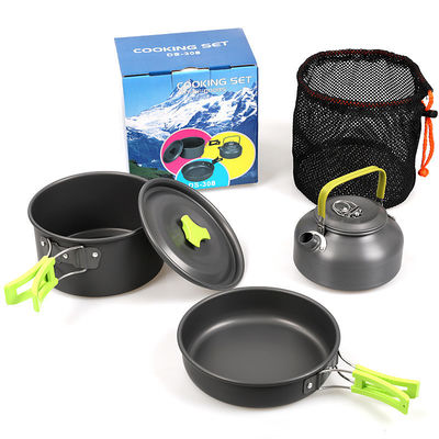 19x13x19cm Non-Stick Camping Cookware Set Portable Aluminum Mess Kit for Camping Cooking
