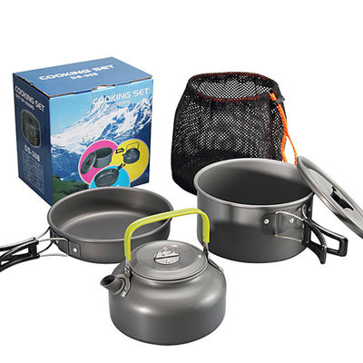 19x13x19cm Non-Stick Camping Cookware Set Portable Aluminum Mess Kit for Camping Cooking