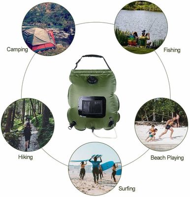 20L PVC Portable Outdoor Camping Shower Bag for Solar Heated Shower in Green or Blue