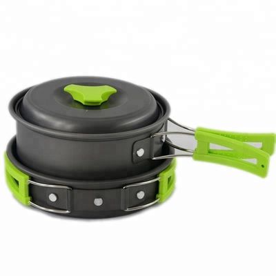 1-2 Person Outdoor Camping Cooking Pot Set 152X72MM Aluminum Portable Cookware Mess Kit