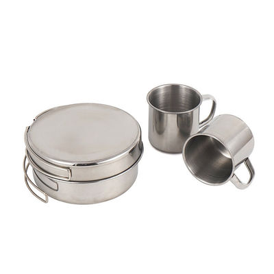 Portable Style Stainless Steel Cookware Set for Outdoor Camping at US 6.5/Piece