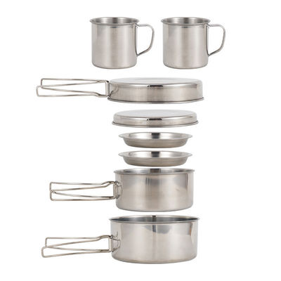 Portable Style Stainless Steel Cookware Set for Outdoor Camping at US 6.5/Piece