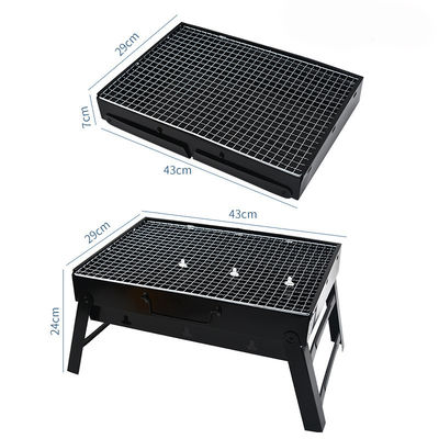 Stainless Steel BBQ Grill Folding Portable Barbecue Charcoal Grill for Picnic in Black