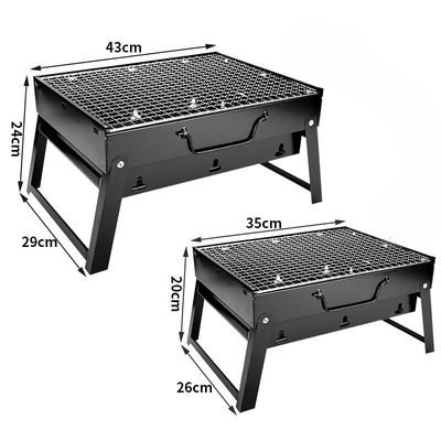 Stainless Steel BBQ Grill Folding Portable Barbecue Charcoal Grill for Picnic in Black