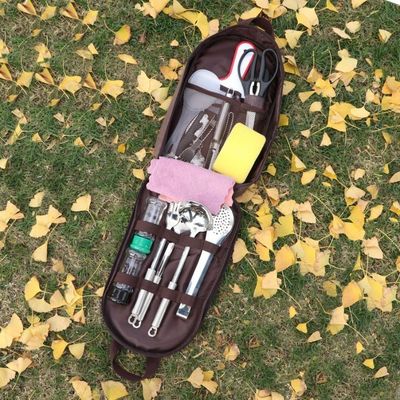 Outdoor Camping Stainless Steel Tableware Set Kitchen Utensil Storage Bag Customization