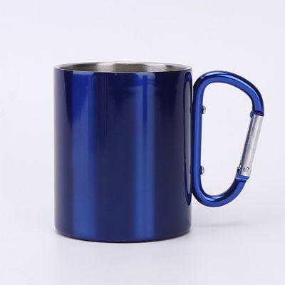Adult Double Wall Stainless Steel Portable Camping Travel Coffee Mug with Carabiner