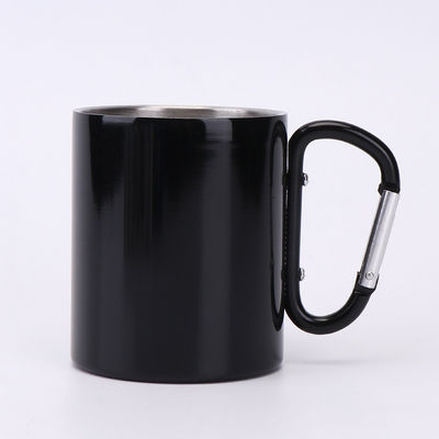 Adult Double Wall Stainless Steel Portable Camping Travel Coffee Mug with Carabiner