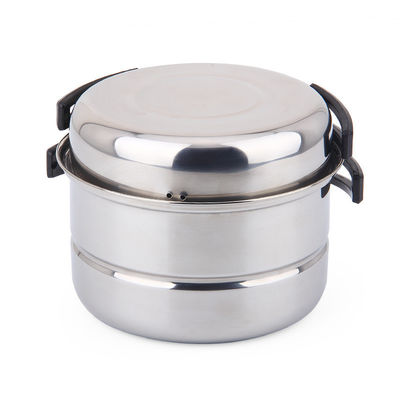 Convenient Silver Stainless Steel Camping Cookware Set for Outdoor Cooking and Picnic