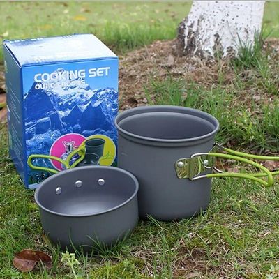 Aluminum Camping Cookware Mess Kit Portable Pot Set for Outdoor Cooking Essentials