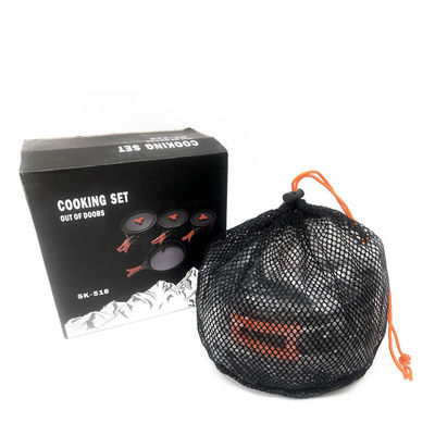 Grey Green Handle Portable Style Non Stick Aluminum Picnic Cooking Pot Set for Camping