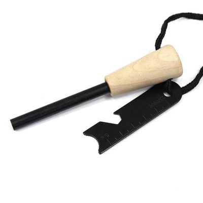 0.050kg Outdoor Emergency Fire Starter Flint Steel Striker Ferro Rod with Wood Handle