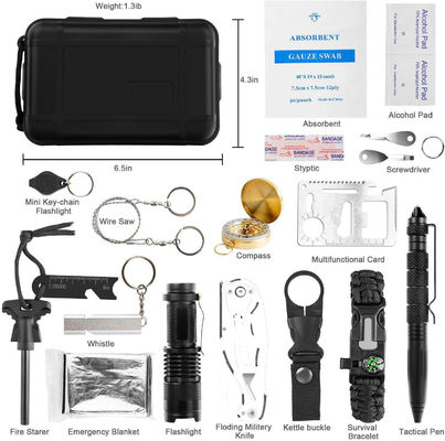 Black Outdoor Camping Emergency Survival Tool Kit First Aid Kit Shipping Cost Included