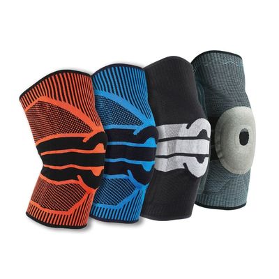 Silicon Pad Professional Sport Knee Brace Breathable and Red for Running Work out