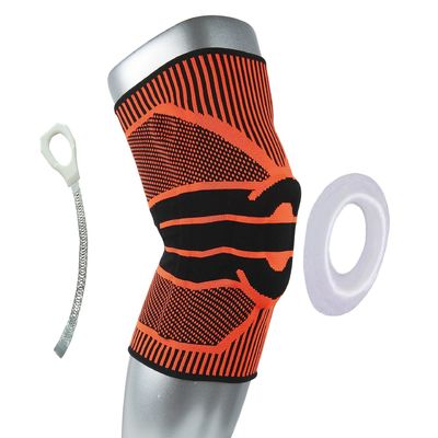 Silicon Pad Professional Sport Knee Brace Breathable and Red for Running Work out