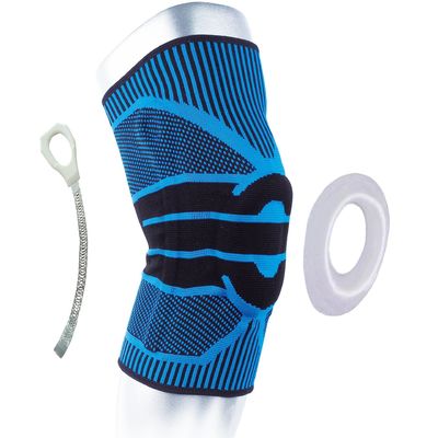 Silicon Pad Professional Sport Knee Brace Breathable and Red for Running Work out