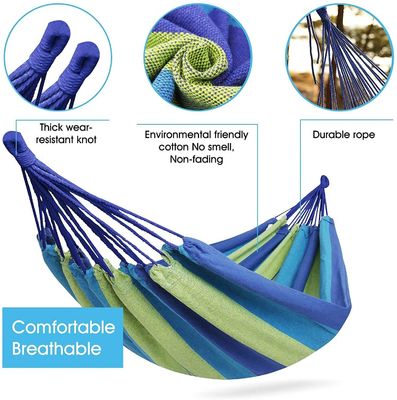 80-200 kg Weight Capacity Portable Camping Hammock Customized Request for Cotton Canvas