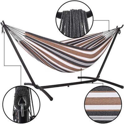 Portable Double Capacity Camping Hammock Swing with Stand and Cotton Canvas Material