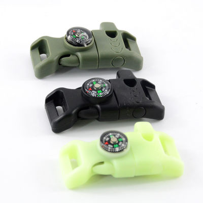 Outdoor Fire Starter Whistle Compass Buckle Lightweight 13mm Size for Paracord Survival