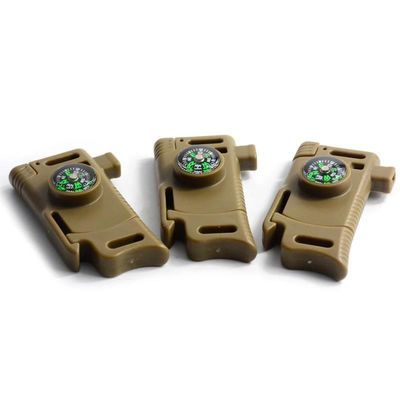 Initial Payment Multifunction Emergency Flint Fire Starter Compass Buckle with Scraper