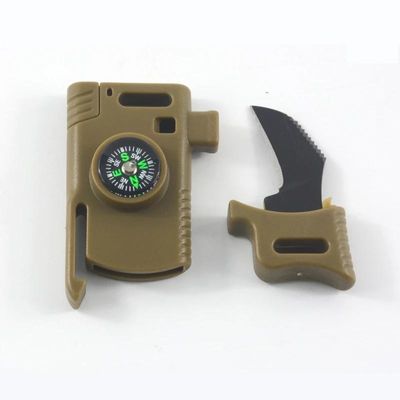 Initial Payment Multifunction Emergency Flint Fire Starter Compass Buckle with Scraper